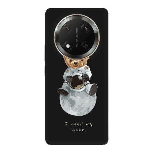 Honor Magic 7 Lite Bear in space Black Colored Silicone TPU Θήκη